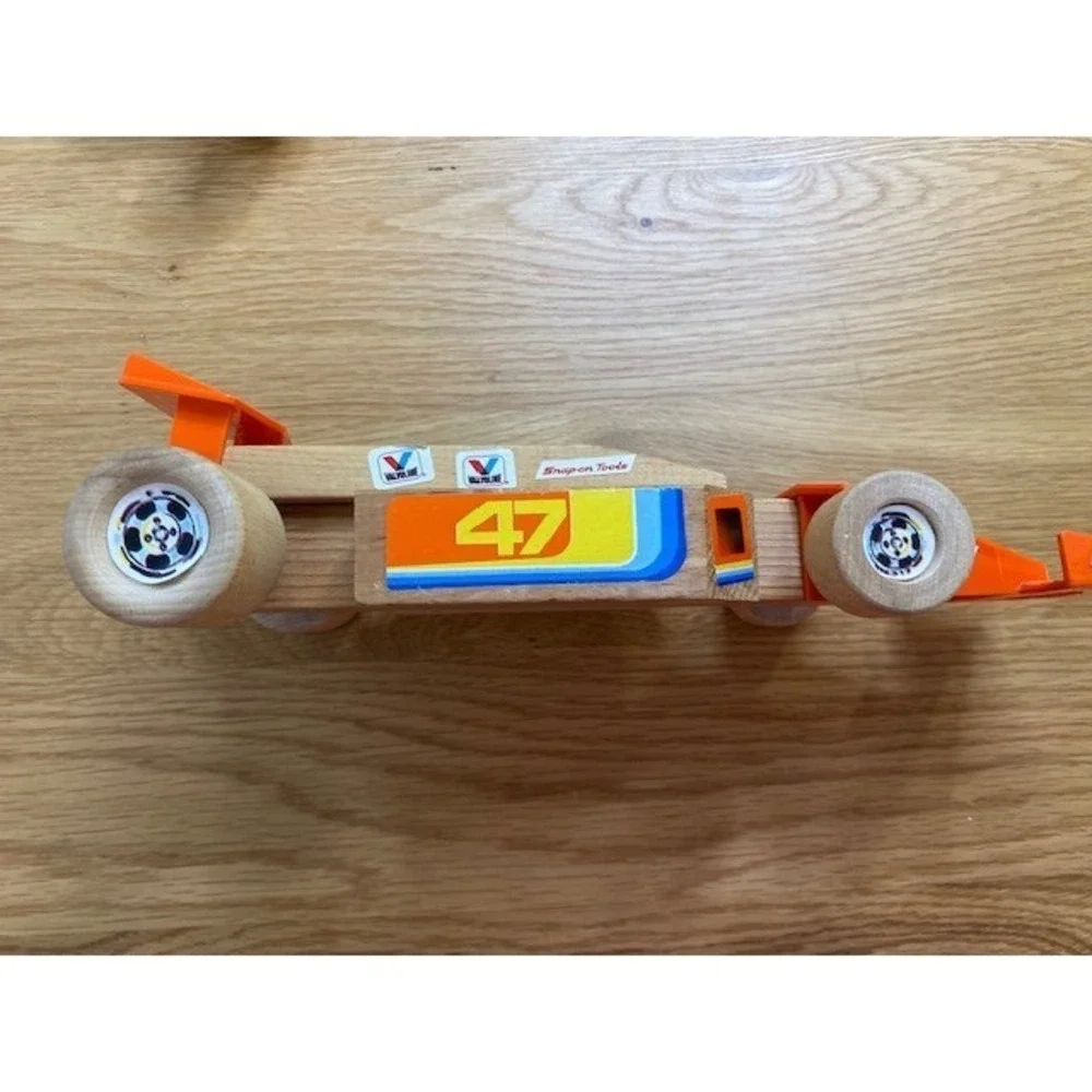 Fisher-Price Montgomery Schoolhouse Wood Toy Vehicle Lot 5pc Kids Orange Good
